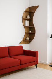 Crescent Corner Wooden Shelf
